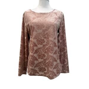 Sundance Pink Burnout Velvet Floral Top Large Romantic Boho Luxe Cottagecore